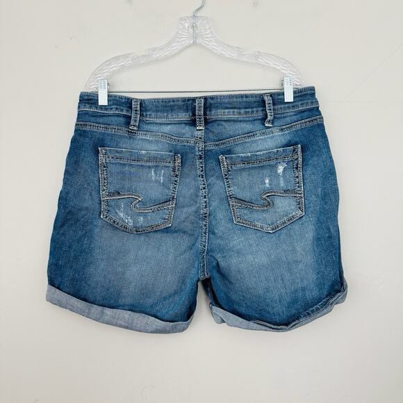 Silver Jeans Boyfriend Blue Denim Shorts Women’s Size 16 - Picture 5 of 8